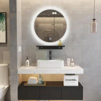 Nordic bathroom cabinet Modern minimalist bathroom basin mirror cabinet Bathroom washstand sink cabinet combination