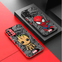 Cartoon Marvel Groot Spiderman Phone Case for Samsung Galaxy A50 A50s A70 A70s A03 A02 A20 A10s A04e A04s A71 A42 5G Matte Cover