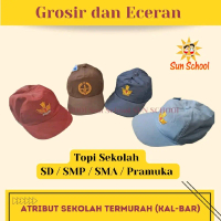 Topi Sekolah SD SMP SMA PRAMUKA Lambang Bordir dan Cekak Karet Elastis