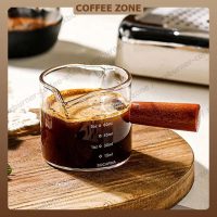 [Product ready for delivery] Measuring cup 75ml 90ml measuring glass with wooden handle espresso sho