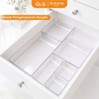 Qvsheng Laci Bening Acrylic Kotak Penyimpanan Serbaguna Wadah Makeup Laci Multifungsi Bening Multifu