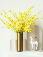 直筒金色花瓶創意輕奢風金屬干花花瓶插花器家居裝飾品擺件