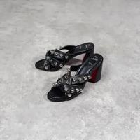 Sepatu CHRISTIAN LOUBOUTIN SPIKE CLUB 85MM NAPPA BLACK HEELS 100% ORIGINAL 37