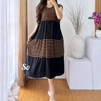 yukensi dress garis, daster garis Rayon Busui