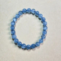 【佰財水晶珠寶】天然老礦貓眼海藍寶手串7mm