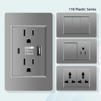 American Mexico Double USB Plug Type C Wall Quick Charging Socket US Household Light Switch Panel with Electrical Power Socket