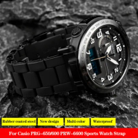 For Casio PRG-650/600 PRW-6600 Sport PROTREK Series Silicone Rubber Steel Waterproof Watch Strap Outdoor Sports Watchband 24mm