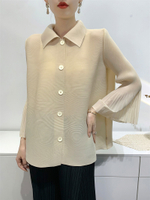 S-774# One Size (45-75kg) Spring And Autumn Pleated Shirt WomenS Pop-Up Sleeve One Breasted Toothpic