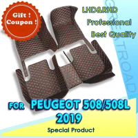 Car Floor Mats For Peugeot 508/508L 2019 Custom Auto Foot Pads Automobile Carpet Cover Interior Accessories
