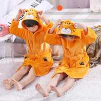 兒童浴袍女童睡袍珊瑚絨睡衣男孩加厚款帶帽秋冬季法蘭絨卡通寶寶