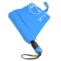 MOSCHINO 英字LOGO圖案素面自動折疊晴雨傘(淺藍)