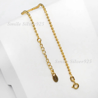 สร้อยข้อมือเงินแท้92.5%Italy ชุบทอง18k ลาย Ball moon ขนาด 2 mm.