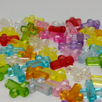 20pcs Transparent colored Christian cross shaped beads for DIY bracelet beading pen making accessories