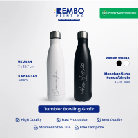 Tumbler Custom Bowling Laser Grafir/Print Grafir Nama/Logo/2 Sisi