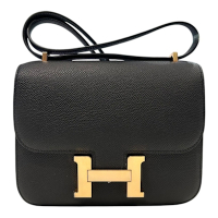 HERMES康康19黑色金釦 EPSOM/U刻
