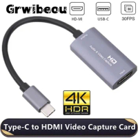 USB C Video Capture Card HDMI-compatible to Type-c Game Grabber Video Record for Switch Xbox PS3/4 Live Streaming Broadcast