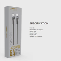 สายชาร์จ S6 Type-C to Type-C 5A ชาร์จเร็ว PD 100W ยาว 1.5 เมตร สีดำ