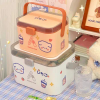 Large Pill Box with Sticker Cute Girl Plastic Home Portable Vintage Pill Case Travel Family Emergency Medicine Storage Organizer