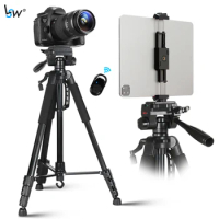 Camera Tripod Aluminum 180cm Mobile Phone Tripod with Phone Holder Bluetooth Carry Bag for Photography/DSLR/Canon/Nikon