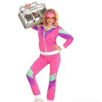 Women 1980's Disco Suit Fancy Dress Hippie Costumes Men Cosplay 80's Disco Tracksuit Clothes Adult Couples for Costumes