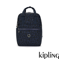 Kipling 沉穩藍三角花紋多袋手提式後背包-LEELO