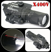 X400V可頻閃LED強光照明+紅鐳射指示戰術電筒手電頭盔燈黑色