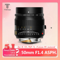 TTArtisan 50mm F1.4 ASPH Manual Focus Large Aperture Camera Lens for Nikon Z Canon RF Sony E A7III Leica M Sigma L Mount