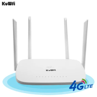 KuWFi 4G Wifi Router With Sim Card Slot 150Mbps Wireless Router With 4 External Antennas Range 5-20 Metres Support 32 Users