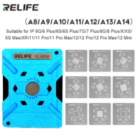 RELIFE RL-601M 9 in 1 Universal CPU Reballing Stencil Platform For iPhone 6-12 Pro Max IC Chip Planting Tin Template Fixture