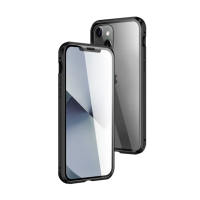 iPhone 14 Plus 6.7吋 金屬透明全包覆磁吸雙面玻璃殼手機保護殼(iPhone14Plus手機殼 iPhone14Plus保護殼)
