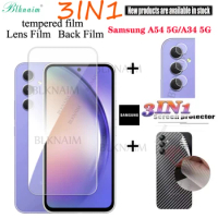 BLKNAIM 3-in-1 For Samsung A54 5G A34 5G Tempered Glass For Samsung A04E Screen Protector For Samsung A14 5G Lens Glass