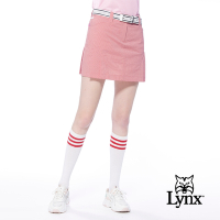 【Lynx Golf】女款日本進口布料彈性舒適經典格紋印花百摺款運動短裙-紅色