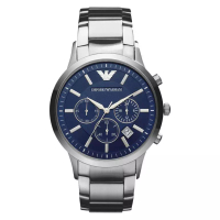 Emporio Armani Jam Tangan Pria Emporio Armani AR2448 Chronograph Blue Dial Stainless Steel Strap