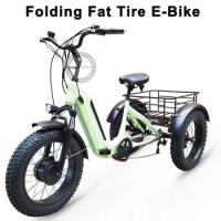 20 Inch Fat Tire Electric Trike With Disc Brake 7 Speed 3 Wheel Adult Tricycle Three Wheel Cargo E-Bike With Basket