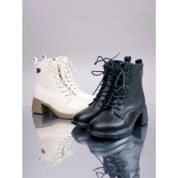 YKshoes 1819 heels 6cm angkle boots big chunky boots hak rendah black cream boots kulit BERTALI sint