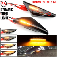 2PCS Clear/Smoke Dynamic Flowing LED Side Marker Signal Light For BMW X5 E70 X6 E71 E72 X3 F25 Sequential Blinker Lamp