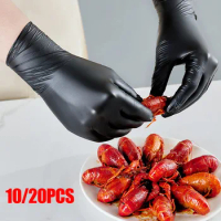 10/20PCS Black Nitrile Gloves Disposable Waterproof Home Kitchen Cooking Laboratory Cleaning Gloves Car Repairing Gloves