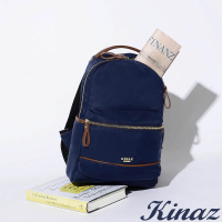 【KINAZ】輕盈纖型牛皮配皮尼龍手提後背包-寶石錠藍-深色學院系列