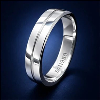 SAN950 Cincin Pria Perak 950 P09 - Ring Nikah & Tunangan Premium perak single
