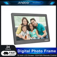 Andoer Digital Photo Frame 10 Inch LCD Screen 1024*600 Photo Frame with MP3 MP4 Video Player Clock Calendar 2.4G Remote Control