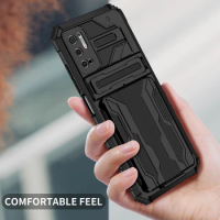 Armor Slide Card Slots Phone Case For Xiaomi Redmi Note 10 5G Funda Note10 Shockproof Case For Xiomi POCO M3 Pro 5G M3Pro Coque