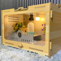 Detachable Reptile Terrarium Small Animals Breeding Box with Thermometer for Hamster Rabbit Rutin Chicken