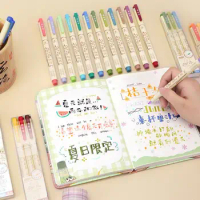 Retro Color Calligraphy Brush Pen Set DIY Scrapbooking Crafts Water-based dye Drawing Markers Soft Tip Dual Side Felt-tip pen