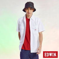 EDWIN 野戰短袖襯衫-男-米白色