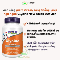 Viên uống giảm stress, căng thằng, hỗ trợ ngủ ngon bổ sung Glycine 1000mg Now Foods 100 viên