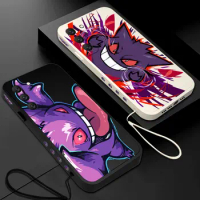 Hot Anime Pokémon Cute Gengar Phone Case For Samsung Galaxy S23 S22 S21 S20 Ultra Plus FE S10 Note 20 Plus With Lanyard Cover