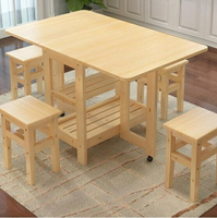 摺疊餐桌 鬆木折疊餐桌小戶型簡約現代折疊長方形 MKS免運薇薇