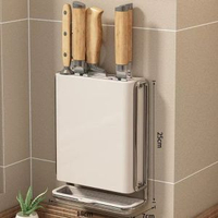 內地直送 - 刀架置物架厨房多功能菜刀架免打孔壁挂式筷子筒刀架一体收纳