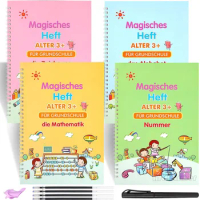 18x26cm Caligraphy Practice Book 4 Book/set German Mathematics Montessori Calligraphy Books for Kids Copy Reusable Educational