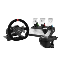 V10 Wired 900 Degree Force Feedback Vibration Gaming Steering Wheel With Pedals And Shifter For PC, PS4, Xbox Series